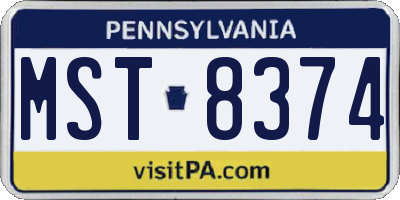 PA license plate MST8374