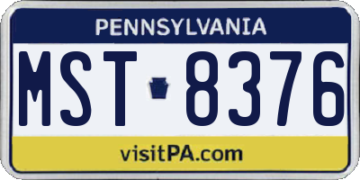 PA license plate MST8376