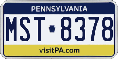 PA license plate MST8378