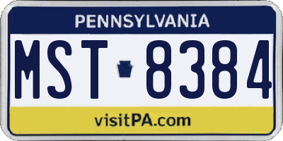PA license plate MST8384