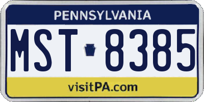PA license plate MST8385