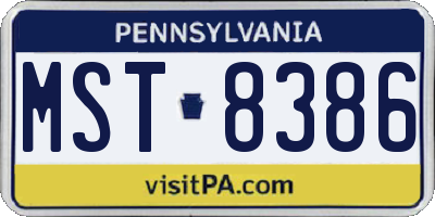 PA license plate MST8386