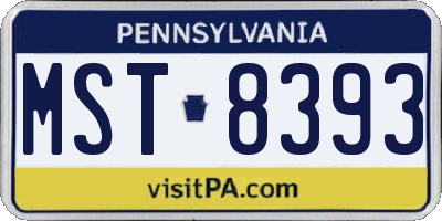 PA license plate MST8393