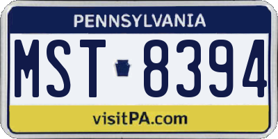 PA license plate MST8394
