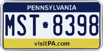 PA license plate MST8398
