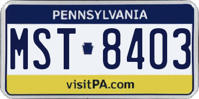 PA license plate MST8403