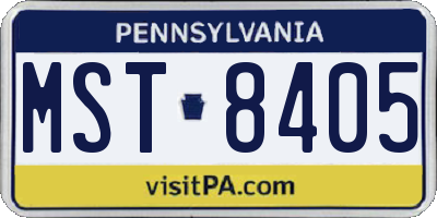 PA license plate MST8405