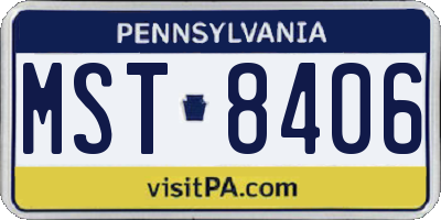 PA license plate MST8406