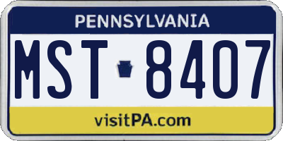 PA license plate MST8407