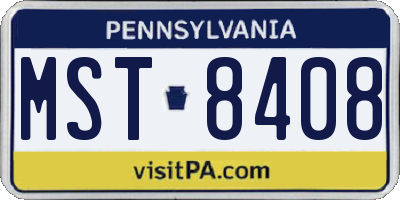 PA license plate MST8408
