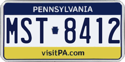 PA license plate MST8412