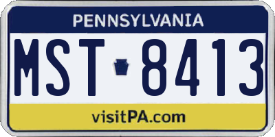 PA license plate MST8413