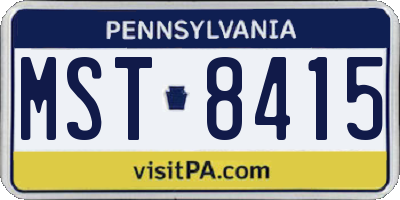 PA license plate MST8415