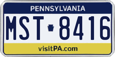 PA license plate MST8416