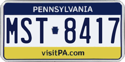PA license plate MST8417