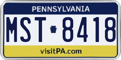 PA license plate MST8418