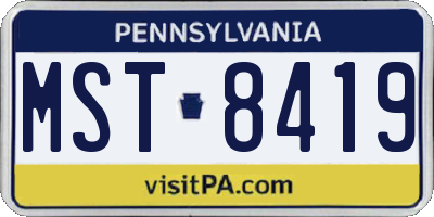 PA license plate MST8419