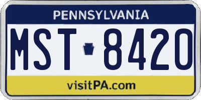PA license plate MST8420