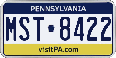 PA license plate MST8422