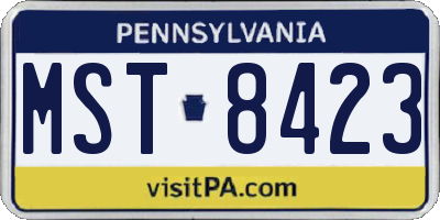 PA license plate MST8423