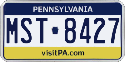 PA license plate MST8427
