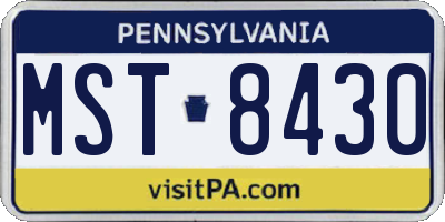 PA license plate MST8430