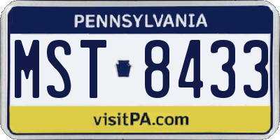 PA license plate MST8433