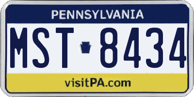 PA license plate MST8434