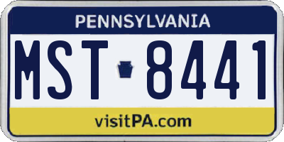PA license plate MST8441