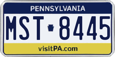 PA license plate MST8445