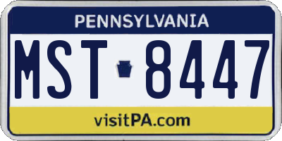 PA license plate MST8447