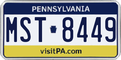PA license plate MST8449