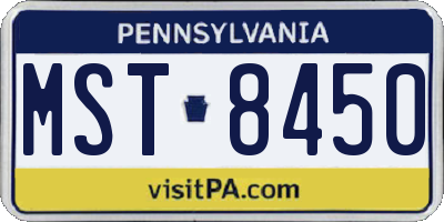 PA license plate MST8450