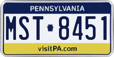 PA license plate MST8451