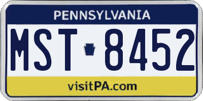 PA license plate MST8452