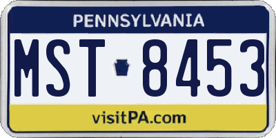 PA license plate MST8453