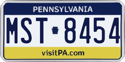 PA license plate MST8454