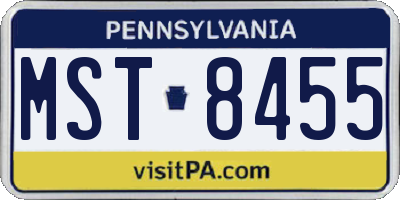 PA license plate MST8455