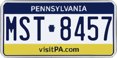 PA license plate MST8457