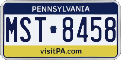 PA license plate MST8458