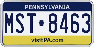 PA license plate MST8463