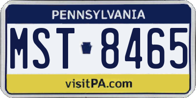 PA license plate MST8465