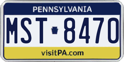 PA license plate MST8470