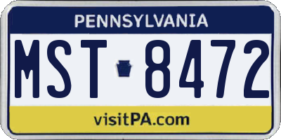 PA license plate MST8472
