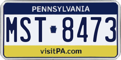 PA license plate MST8473