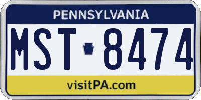 PA license plate MST8474