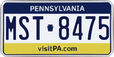 PA license plate MST8475