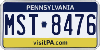 PA license plate MST8476
