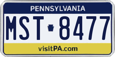 PA license plate MST8477