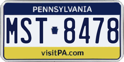 PA license plate MST8478